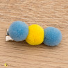 Gancho pompom azul/amarelo