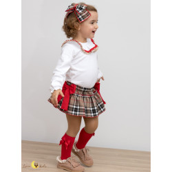 Conjunto Saia-cueca Xadrez Bege Natal