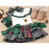 Conjunto Saia-cueca Xadrez Escocês Verde Natal