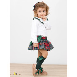 Conjunto Saia-cueca Xadrez Escocês Verde Natal