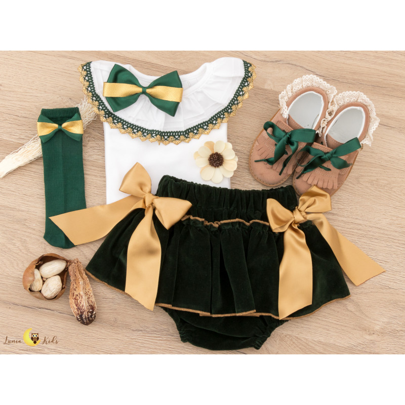 Conjunto Clássico Verde garrafa & Dourado