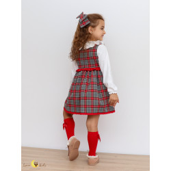 Conjunto Vestido Natal cinza/vermelho