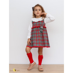 Conjunto Vestido Natal cinza/vermelho