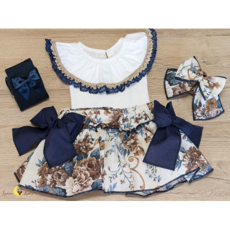 Conjunto Saia-cueca Azul /Flores