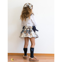 Conjunto Saia-cueca Azul /Flores