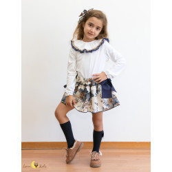 Conjunto Saia-cueca Azul /Flores