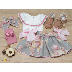 Conjunto Saia-cueca  Rosa/Flores